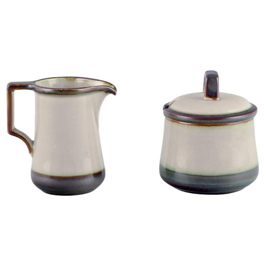 Bing & Grøndahl, Tema, a creamer and a sugar bowl in stoneware.  1970s.  For Sale