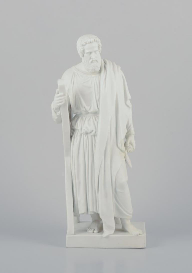 Neoclassico Bing & Grøndahl, scultura Thorvaldsen dell'Apostolo Andrews, porcellana di biscotto in vendita