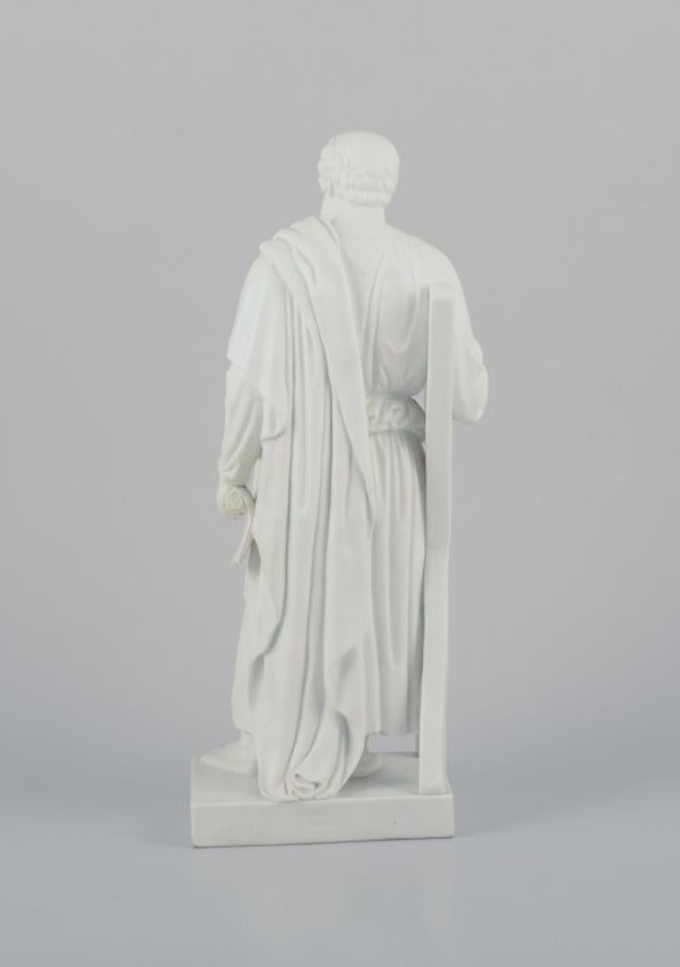 Dipinto a mano Bing & Grøndahl, scultura Thorvaldsen dell'Apostolo Andrews, porcellana di biscotto in vendita