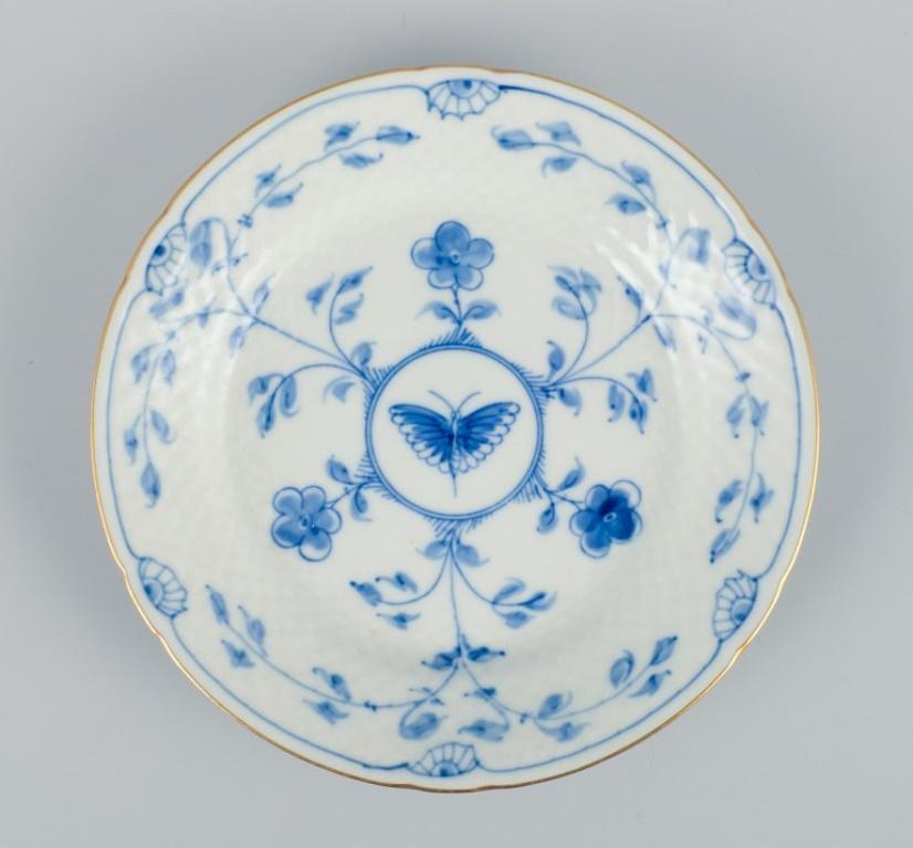 Danish Bing & Grøndahl, Three Butterfly Porcelain Plates with Gold Rim, Mid-20th C For Sale
