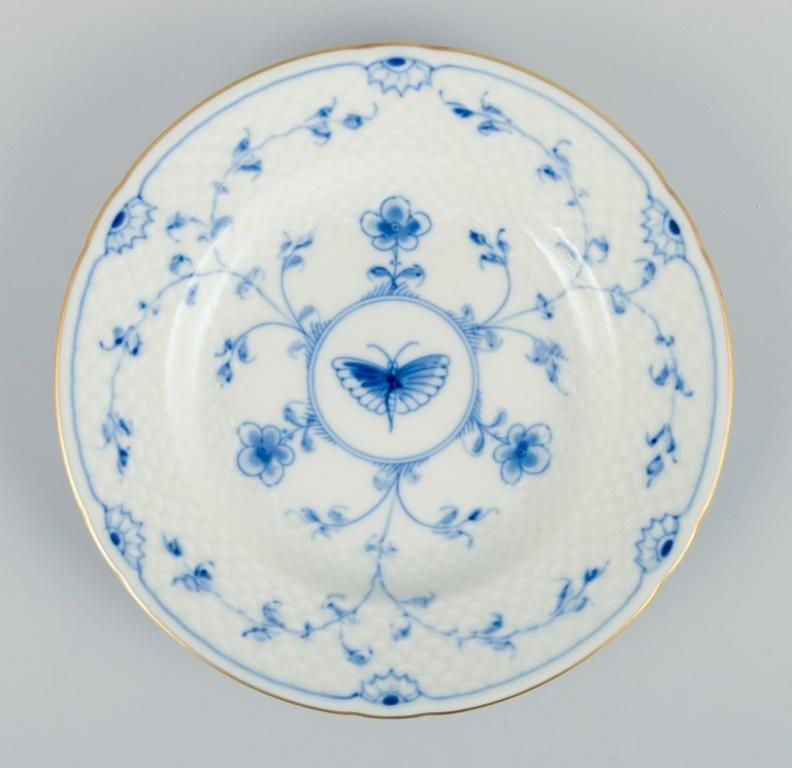 Hand-Painted Bing & Grøndahl, Three Butterfly Porcelain Plates with Gold Rim, Mid-20th C For Sale