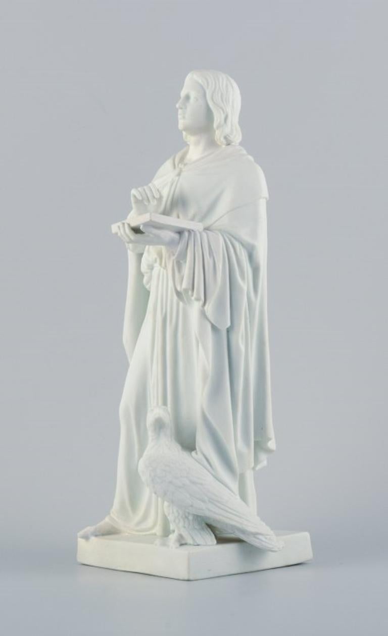 Neoclassical Bing & Grondahl after Thorvaldsen. Figure of John the Apostle, in biscuit. For Sale