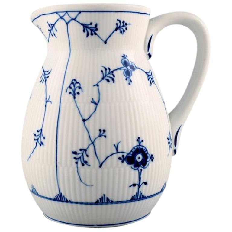 Bing & Grondahl, B&G blue fluted pitcher, Hotel/Restaurant Porcelain
