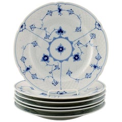 Bing & Grondahl, B&G Blue Fluted, Six Dinner Plates