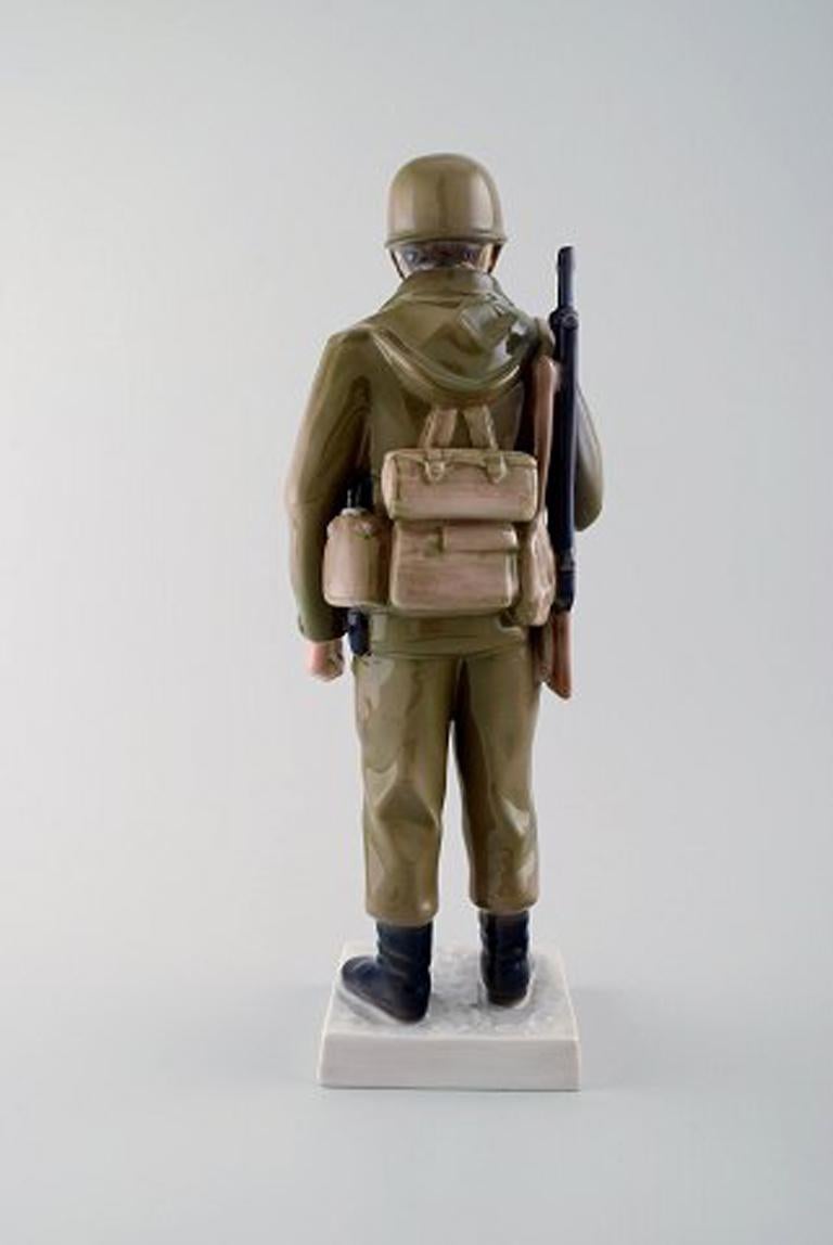 Scandinavian Modern Bing & Grondahl / B&G Figure in Porcelain, Soldier/Gunner in Combat Uniform