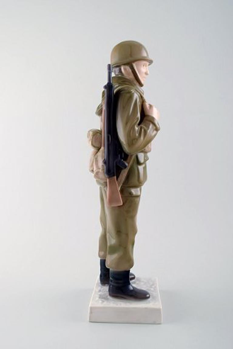 Danish Bing & Grondahl / B&G Figure in Porcelain, Soldier/Gunner in Combat Uniform