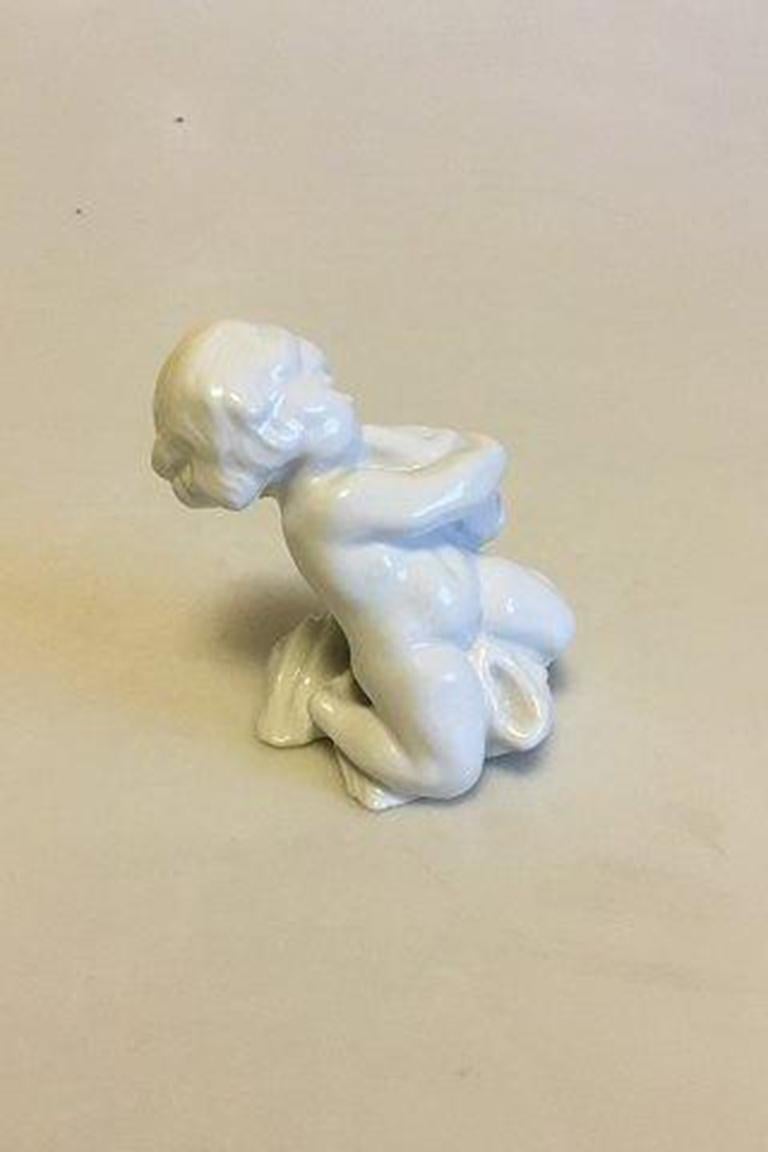 Bing & Grondahl Blanc de Chine Figurine of Child on Fish with Fish No 4038 In Good Condition For Sale In Copenhagen, DK