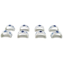 Bing & Grondahl Blue Fluted Number 567, Eight Napkin Rings