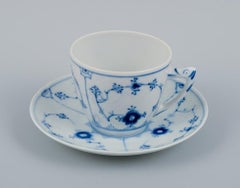 Bing & Grondahl, Denmark, Blue Fluted Plain, Four Coffee Cups with Saucers