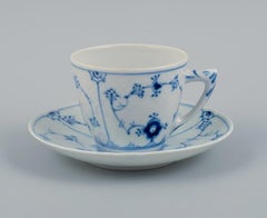 Bing & Grondahl, Denmark, Blue Fluted Plain, Three Coffee Cups with Saucers