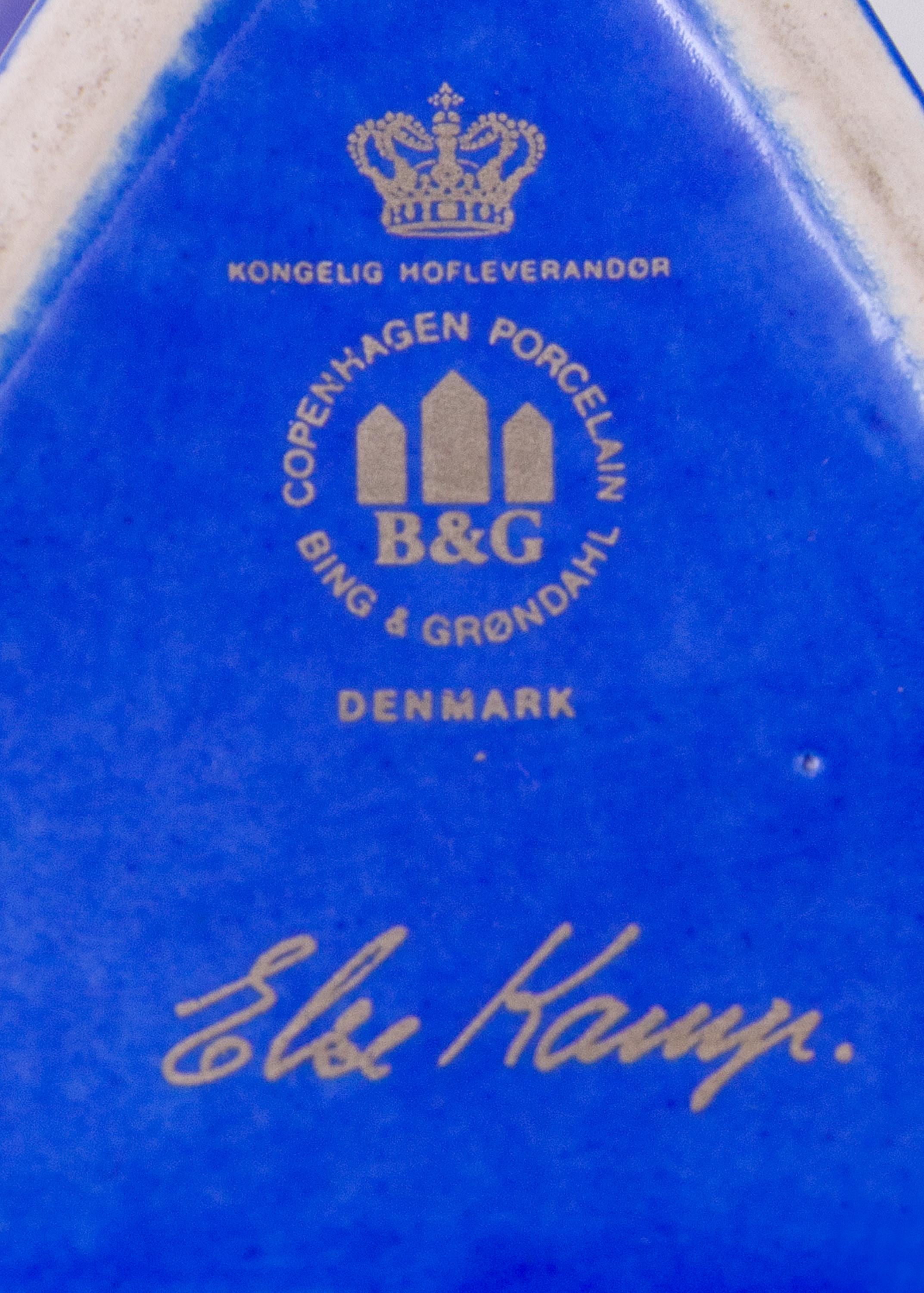 Bing & Grondahl Geometric Blue Porcelain Futura Vase by Else Kamp, Denmark 1980s In Excellent Condition In New York, NY