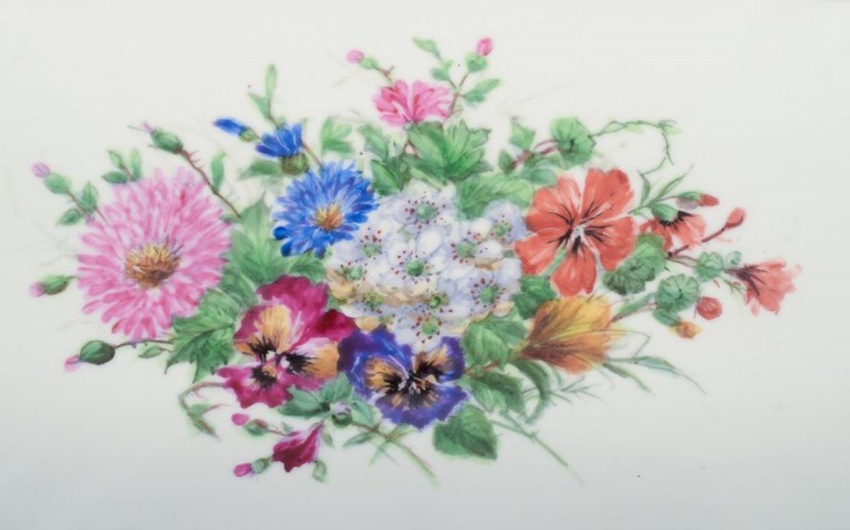 Hand-Painted Bing & Grondahl, large rectangular platter hand-painted with flowers For Sale
