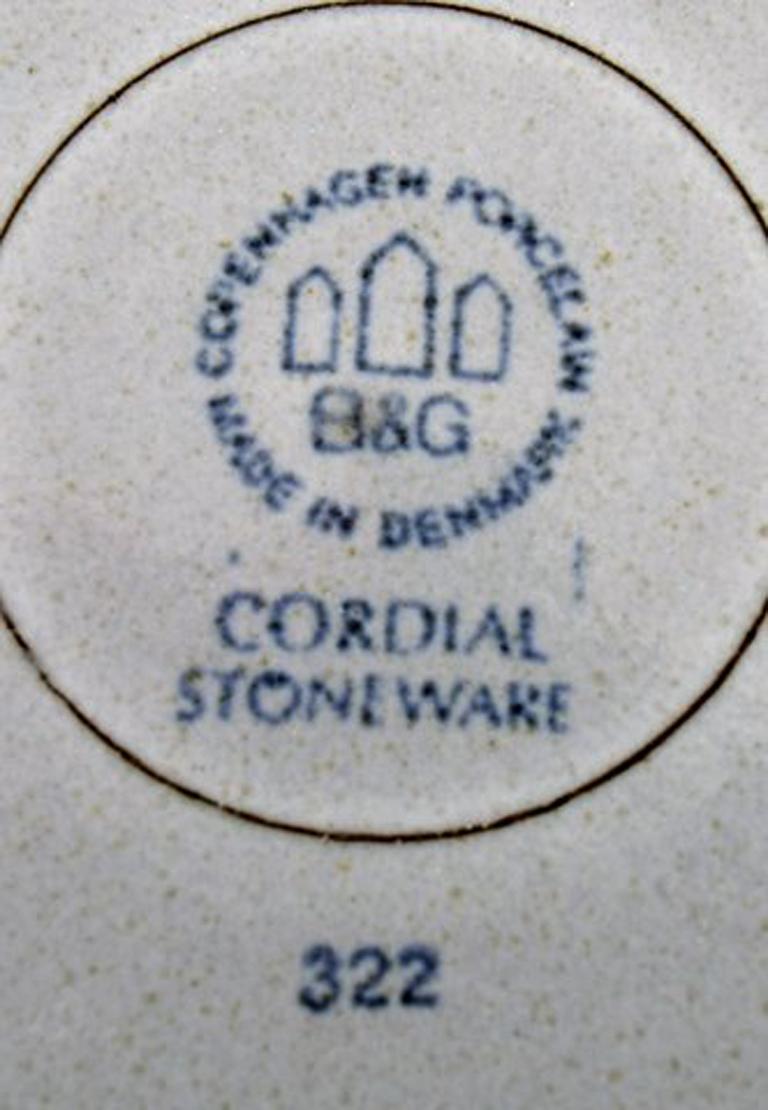 Danish Bing & Grondahl Number 322, Set of 7 Deep Plates, B & G Grey Cordial Quistgaard