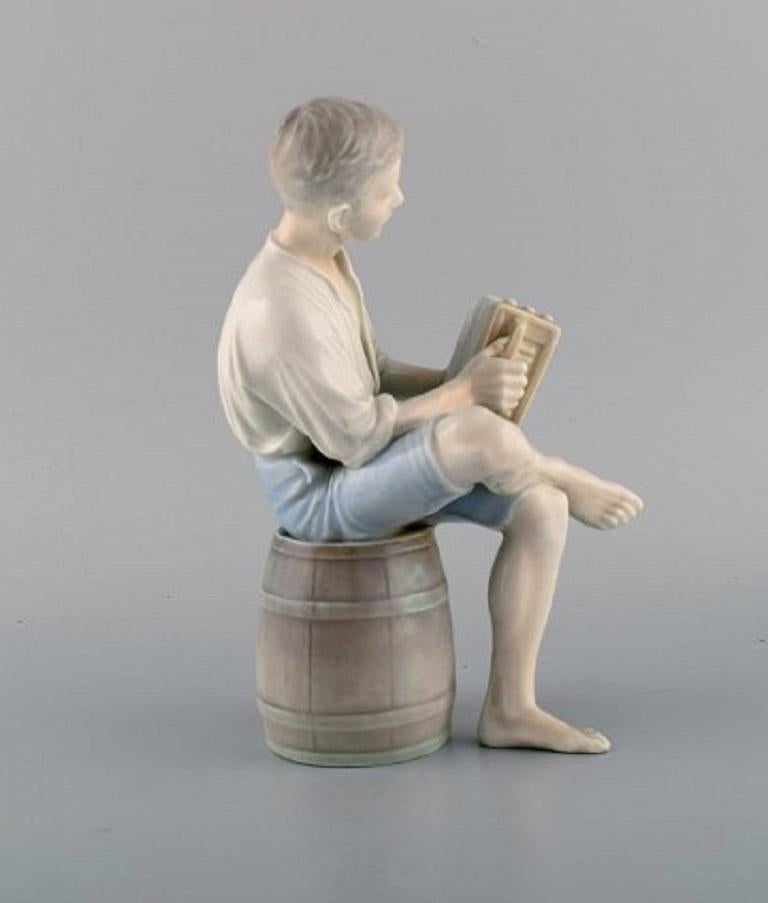 Danish Bing & Grondahl Porcelain Figure, Boy with an Accordion, 1950s