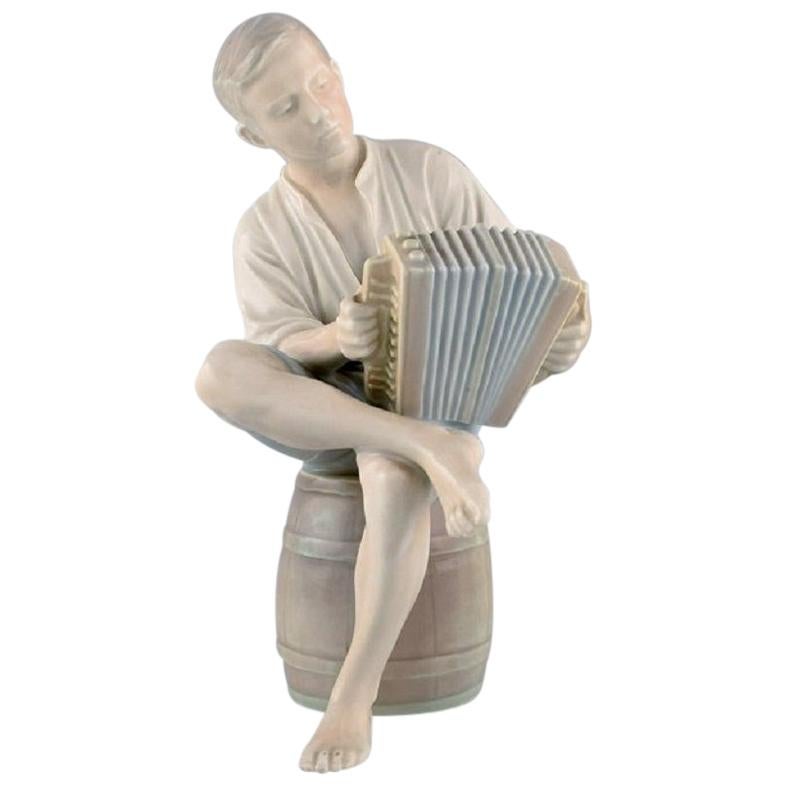 Bing & Grondahl Porcelain Figure, Boy with an Accordion, 1950s