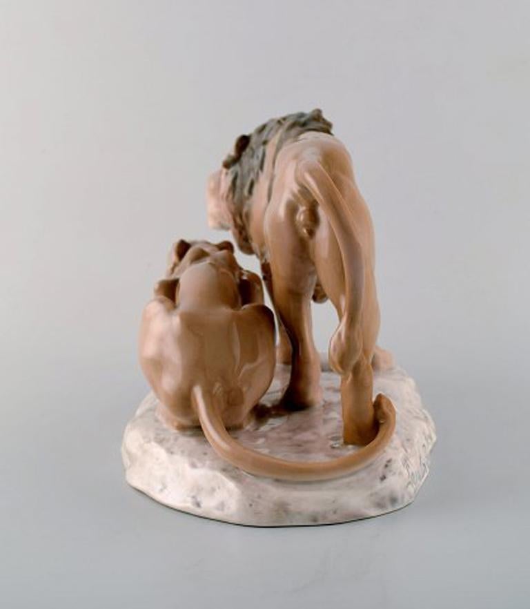 Bing & Grondahl Porcelain Figure in the Form of Lion and Lioness In Excellent Condition In Copenhagen, DK