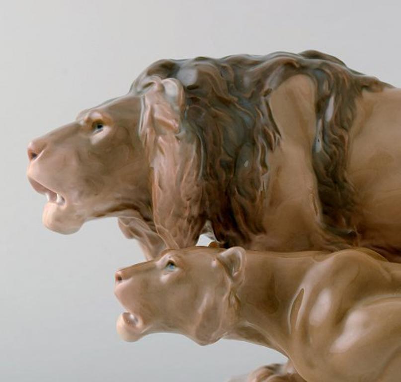 20th Century Bing & Grondahl Porcelain Figure in the Form of Lion and Lioness