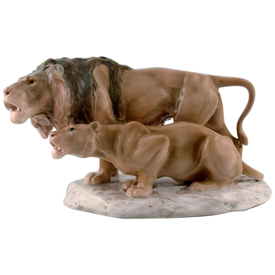Bing & Grondahl Porcelain Figure in the Form of Lion and Lioness