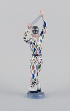 Bing & Grondahl. Porcelain figure of Harlequin. Designed by Ebbe Sadolin.