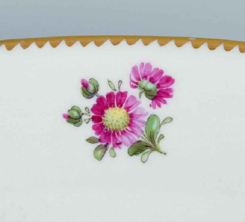 Danish Bing & Grondahl, Saxon Flower, Large Hand Painted Porcelain Serving Dish For Sale