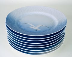 Bing & Grondahl Seagull Set of 9 Dinner Plates pre Royal Copenhagen, 1952-1957