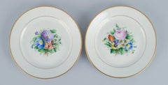 Bing & Grondahl, set of fourteen plates hand-painted with flowers.