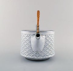 Bing & Grondahl, Tea Pot with Handle in Wicker Work, B & G Grey Cordial