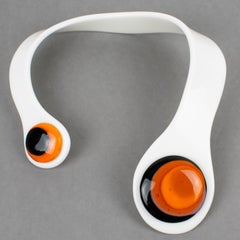 Binglaba Italy Modern Space Age Acrylic Necklace with Murano Art Glass Cabochon