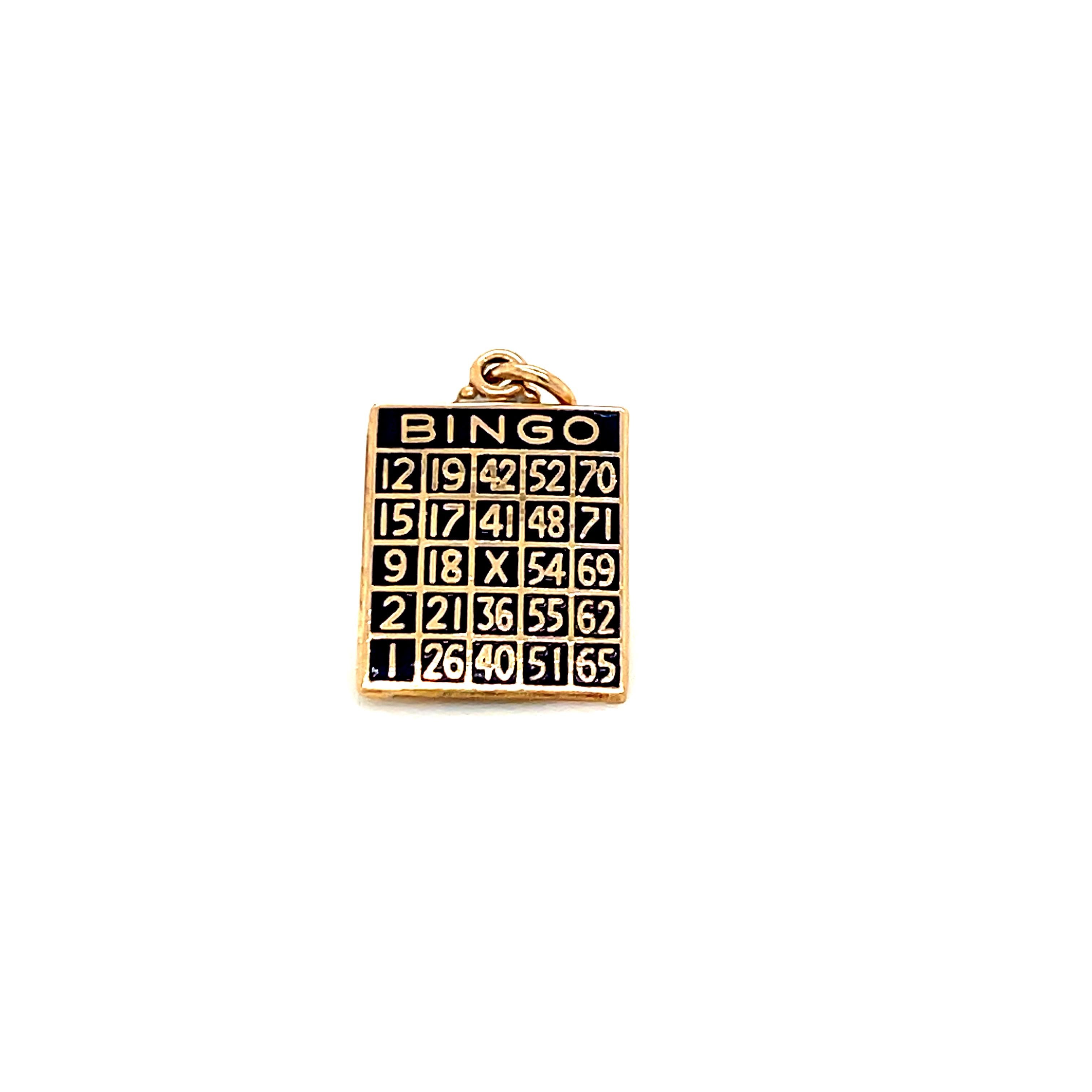Bingo Gold & Emaille Charme für Damen oder Herren im Angebot