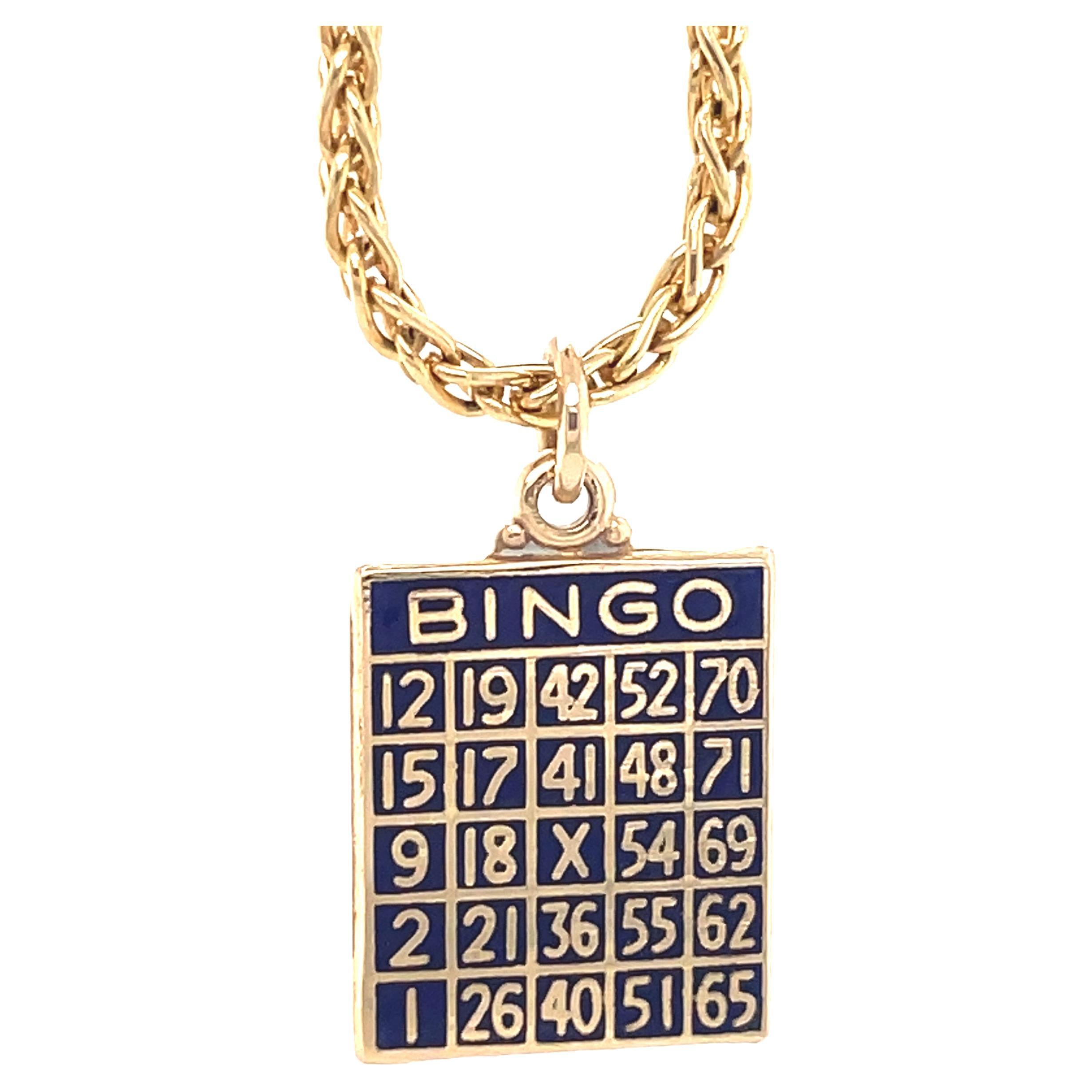 Bingo Gold & Enamel Charm For Sale