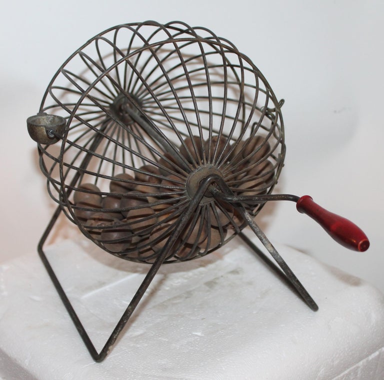 Bingo Roller with Numbered Wood Balls at 1stDibs