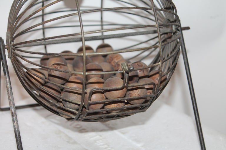 Bingo Roller with Numbered Wood Balls at 1stDibs