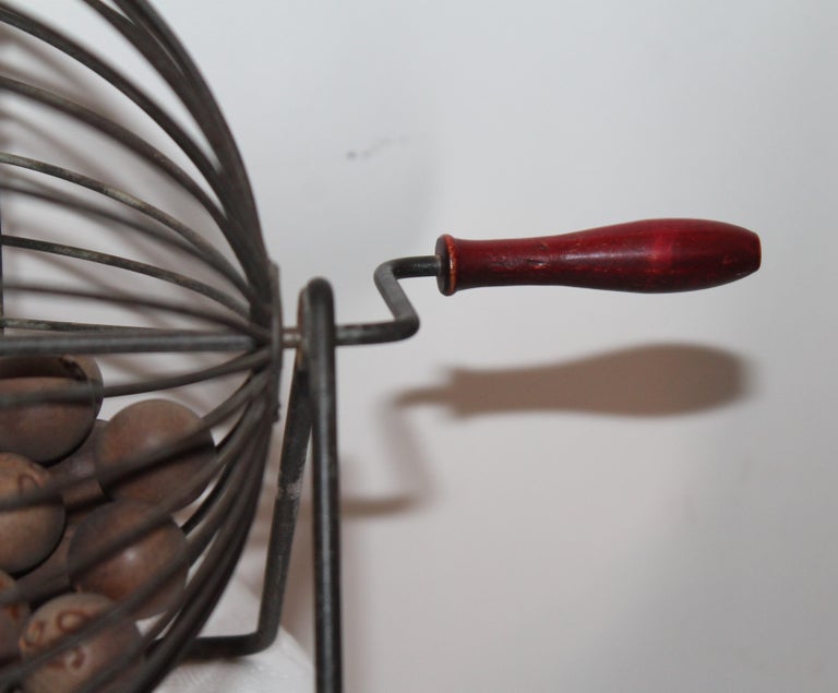 Bingo Roller with Numbered Wood Balls at 1stDibs