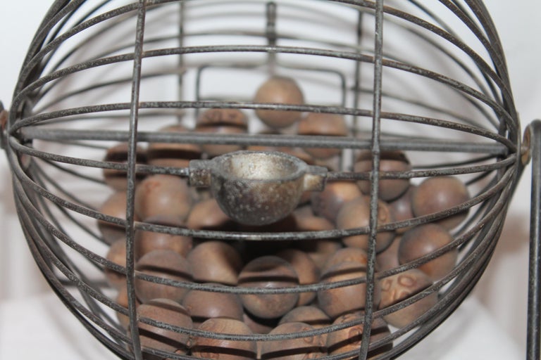 Bingo Roller with Numbered Wood Balls at 1stDibs