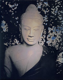 ""Bouddha de Phnom Pehn n°1" daguerréotype sur photo de statue de bouddha en argent cambodia