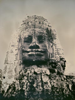 Daguerreotypie „Buddhas of Bayon #3“ auf silbernem Kambodia- Tempel-Buddha-Foto