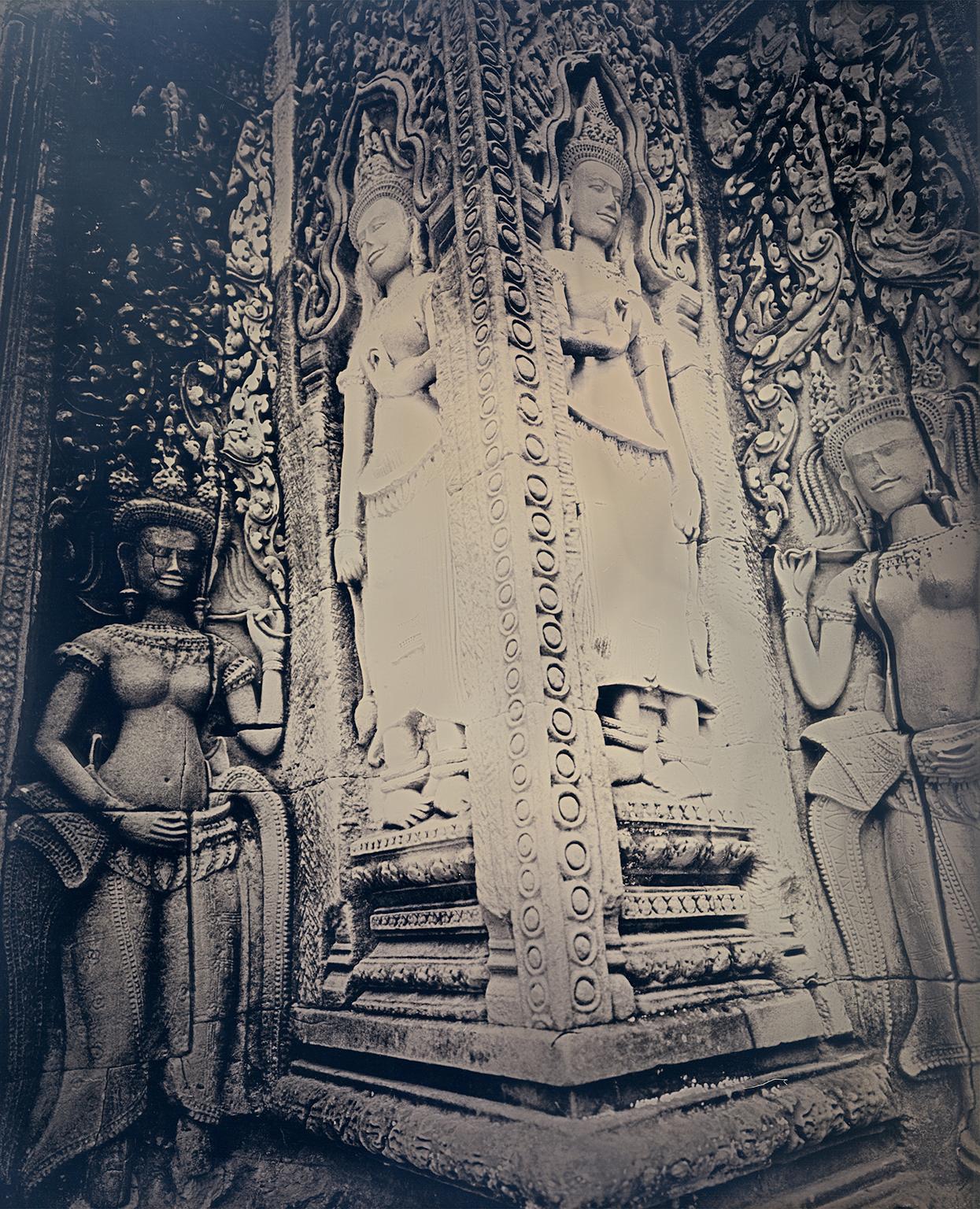 Binh Danh Figurative Photograph - "Divinities of Angkor Wat #1" daguerreotype on silver cambodia temple wall 