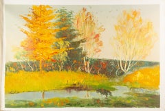 Binhua Cao Landschaft Original Öl auf Leinwand "Herbstfarben"