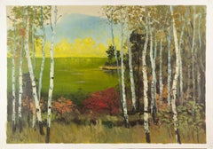 Binhua Cao Landschaft Original Öl auf Leinwand "Birke Wald"