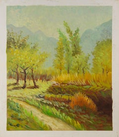 Binhua Cao Paysage Original Huile sur Toile "Les Arbres Fruitiers"