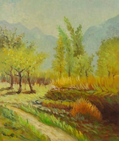 Binhua Cao Paysage Original Huile sur Toile "Les Arbres Fruitiers"