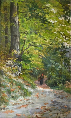 Un chemin dans la forêt  de Frans Binjé ( Luik 1835 - 1900 Bruxelles) belge