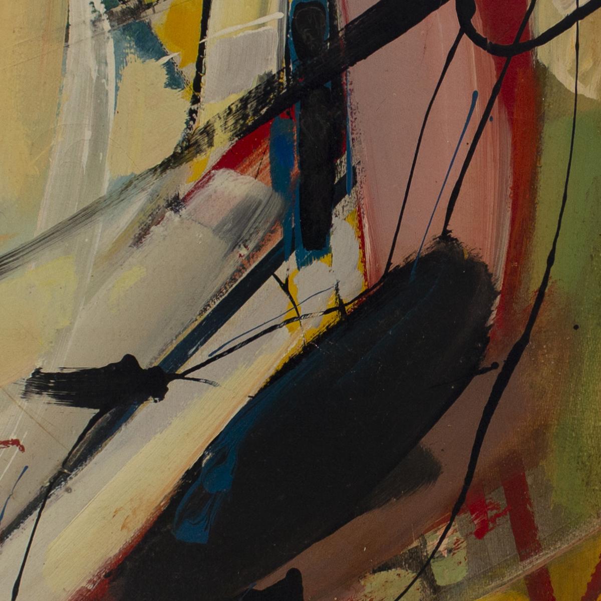 Binyamin Basteker, Abstract composition , 1979  oil on canvas   53 x 100 cm For Sale 1
