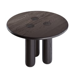Organic Modern Round Solid Oak Dining Table in Black