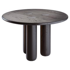 Organic Modern Round Solid Oak Dining Table in Black