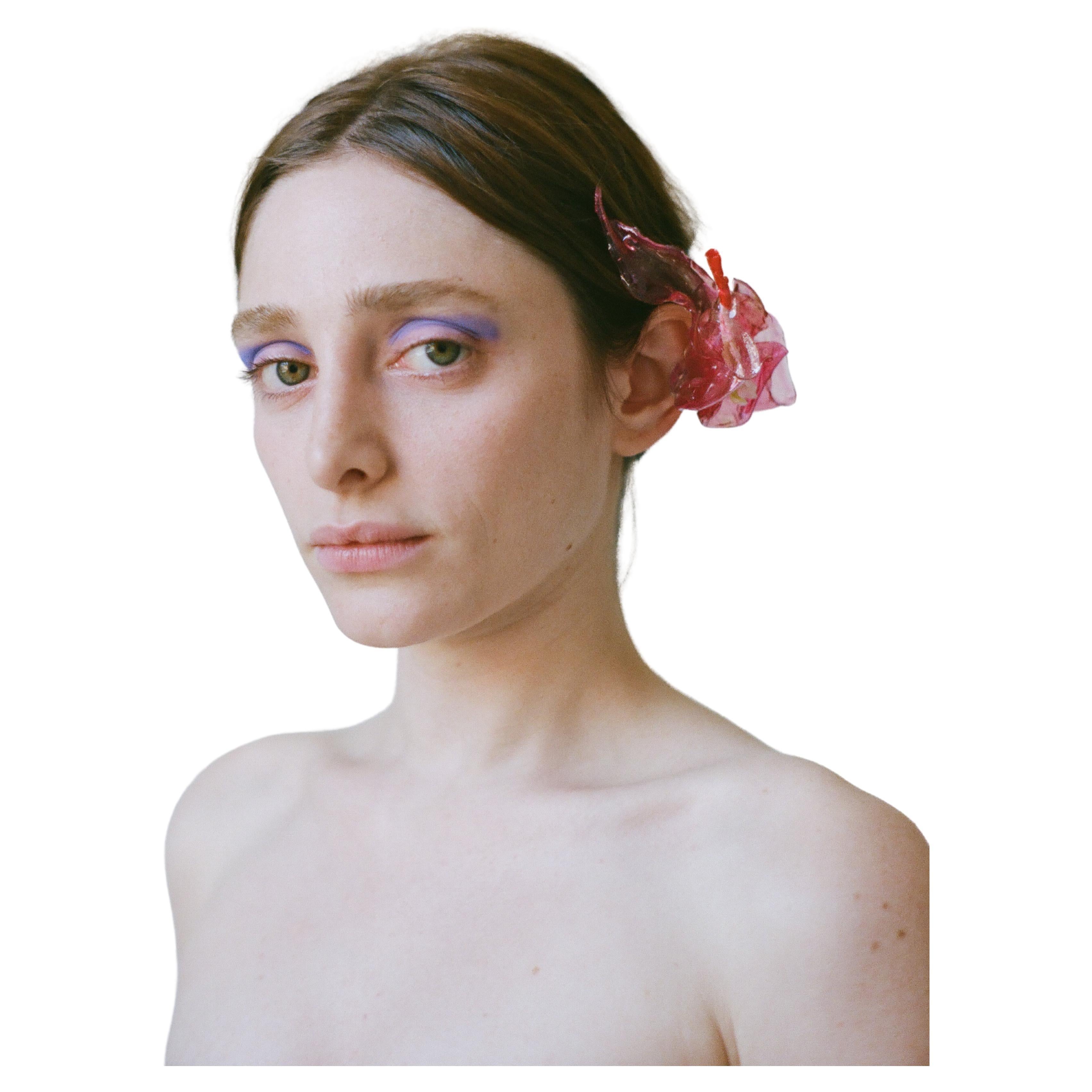 Biomaterial Lightweight Transparent Pink Flower Earrings