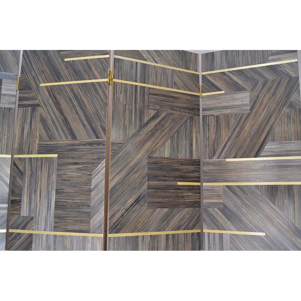 Modern Screen In Straw Marquetry For Sale