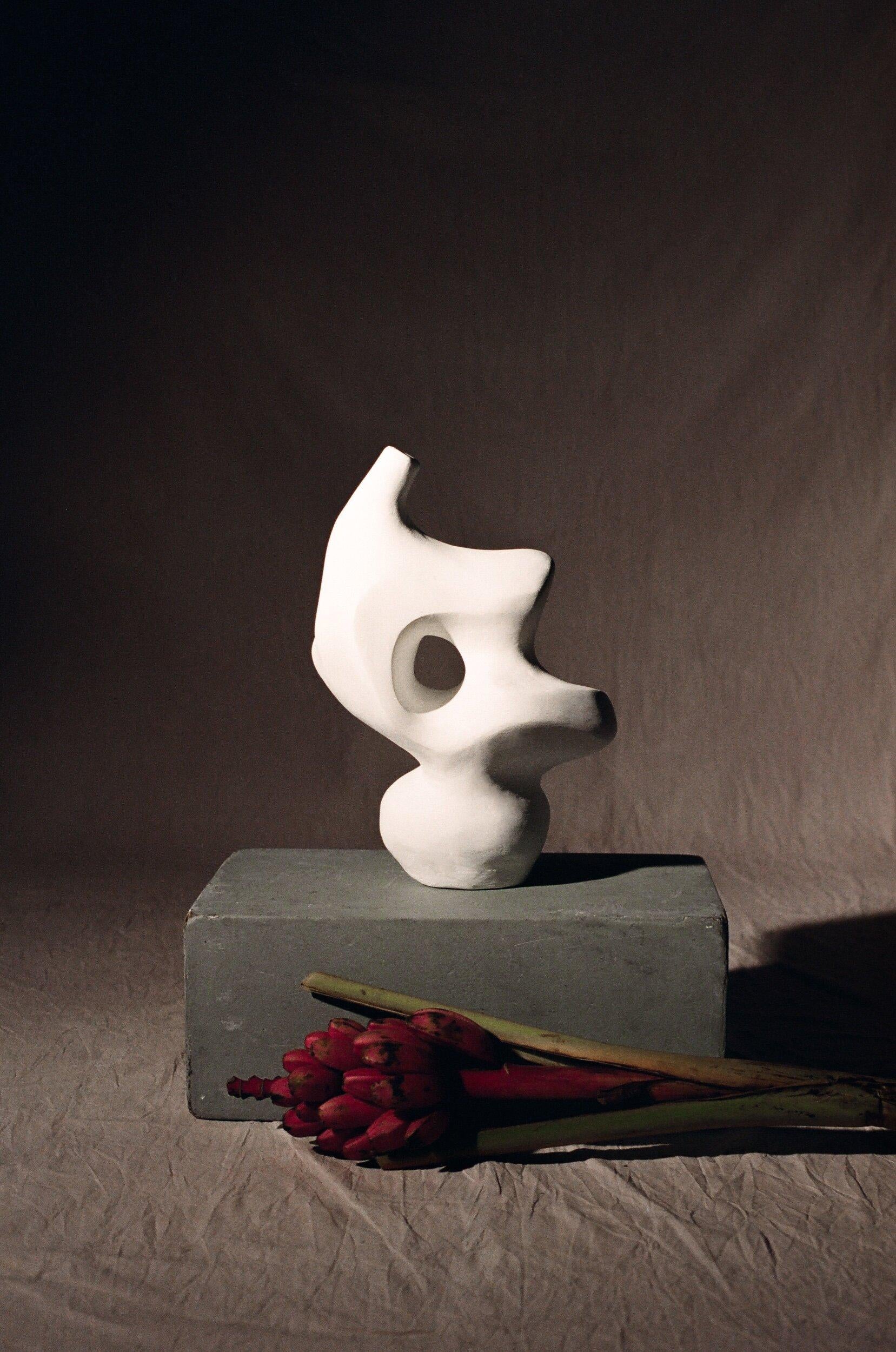 Contemporary Biomorphic Abstract Tabletop Sculpture White For Sale