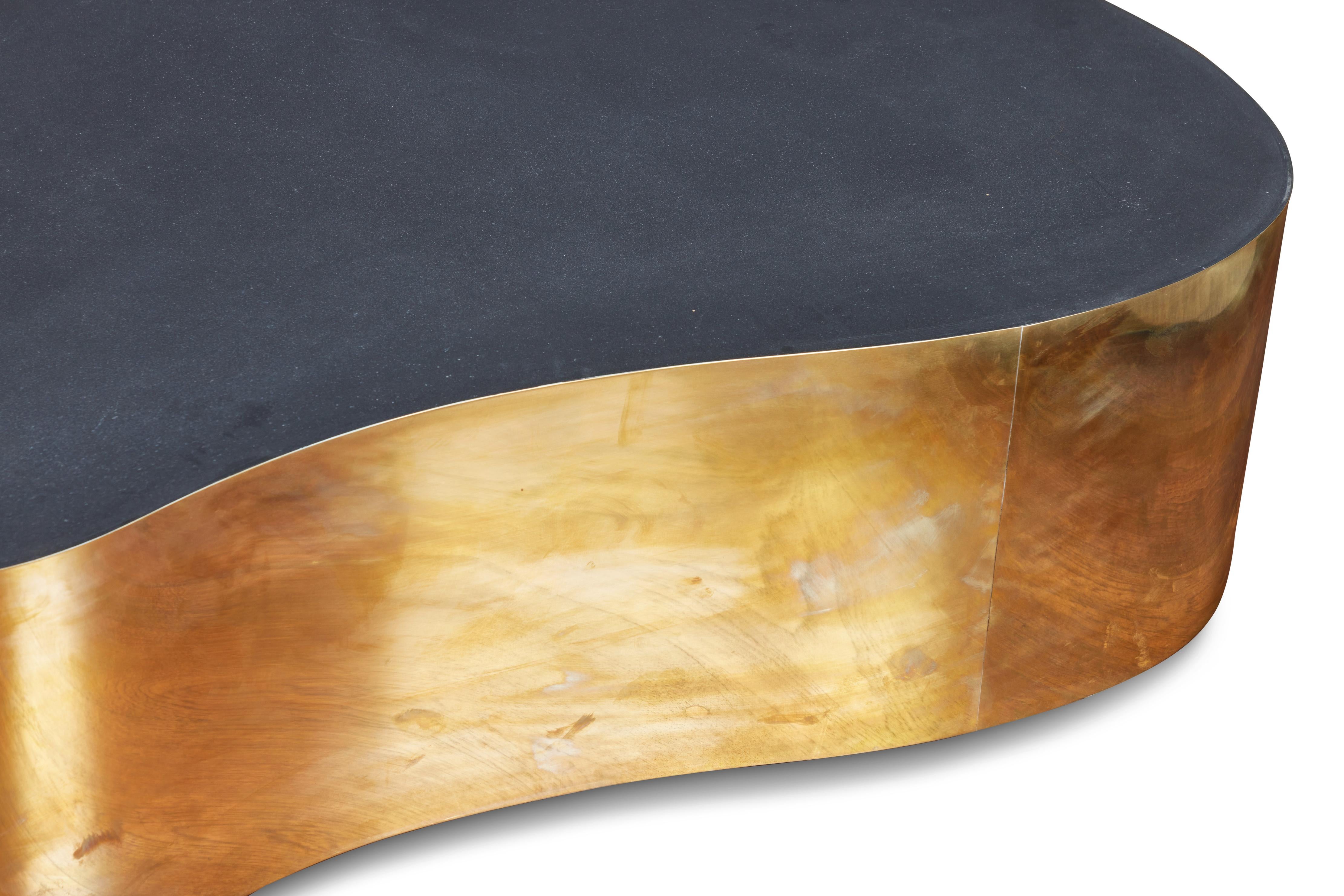 Biomorphic Brass Coffee Table In the Style of Karl Springer 5