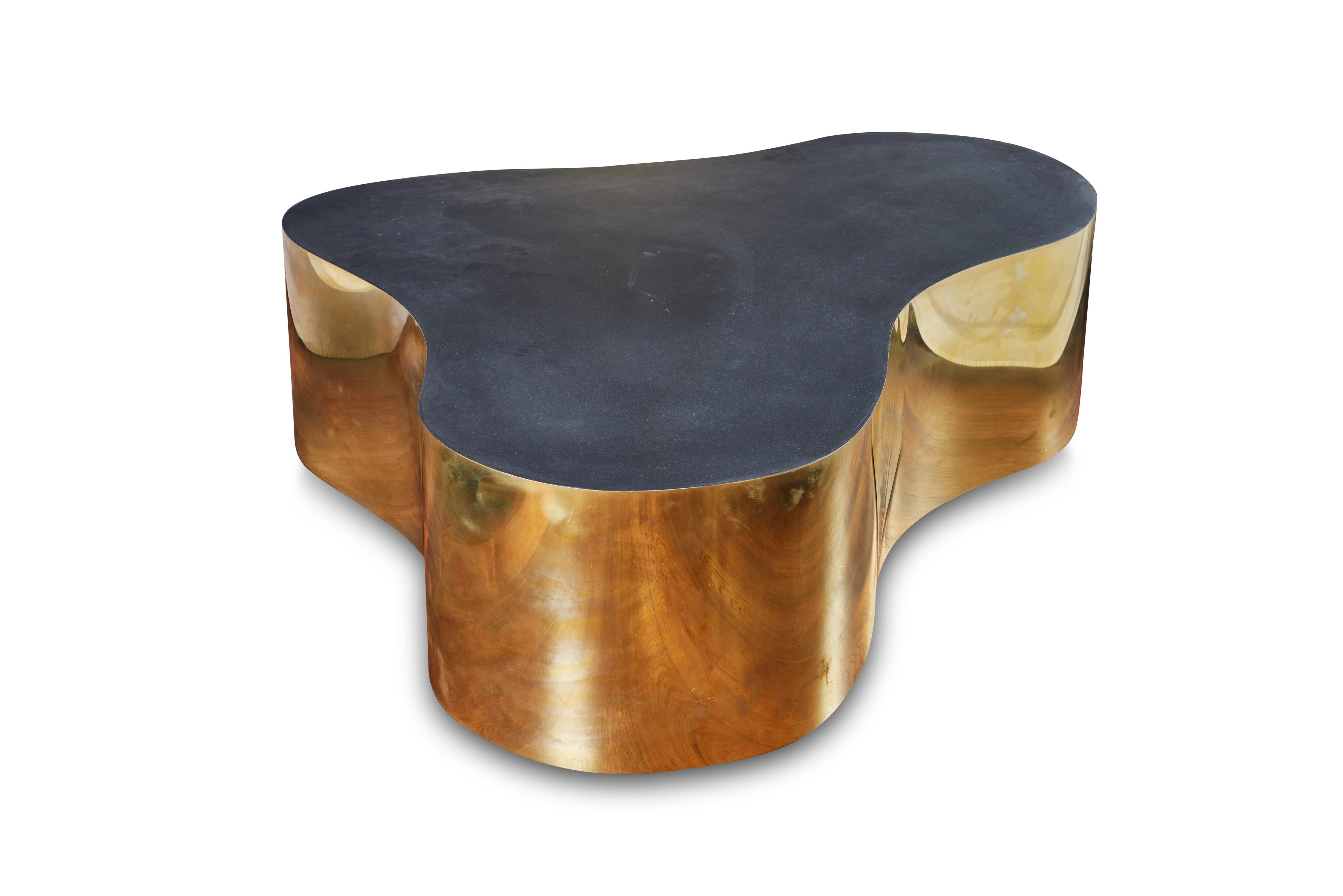 American Biomorphic Brass Coffee Table In the Style of Karl Springer